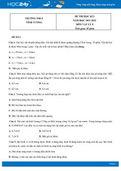 Bộ 5 Đề thi HK1 môn Vật Lý 8 năm 2021 - 2022 Trường THCS Vĩnh Tường có đáp án