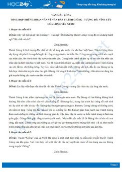 Tổng hợp những đoạn văn về văn bản Thánh Gióng - tượng đài vĩnh cửu của lòng yêu nước