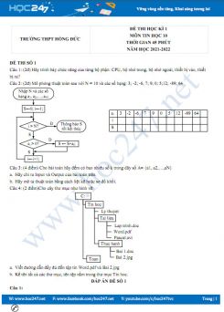 Bộ 5 đề thi HK1 môn Tin học 10 năm 2021-2022 có đáp án Trường THPT Hồng Đức