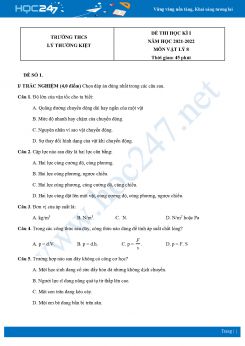 Bộ 5 Đề thi HK1 môn Vật Lý 8 năm 2021 - 2022 Trường THCS Lý Thường Kiệt có đáp án