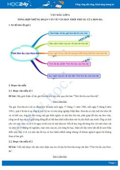 Tổng hợp những đoạn văn về văn bản Thời thơ ấu của Hon-đa