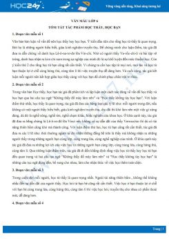 Tóm tắt tác phẩm Học thầy, học bạn