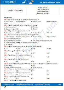 Bộ 5 đề thi HK1 môn Hóa học 10 năm 2021-2022 có đáp án Trường THPT Gia Phù