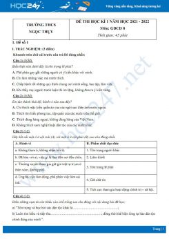 Bộ 5 đề thi HK1 môn GDCD 8 năm 2021-2022 có đáp án Trường THCS Ngọc Thụy