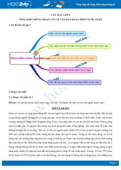 Tổng hợp những đoạn văn về văn bản Khan hiếm nước ngọt