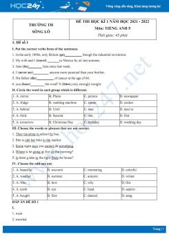 Bộ 5 đề thi HK1 môn Tiếng Anh 5 năm 2021-2022 có đáp án Trường TH Sông Lô