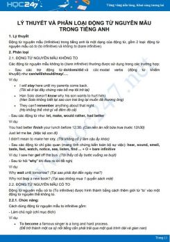 Lý thuyết và phân loại động từ nguyên mẫu trong Tiếng Anh