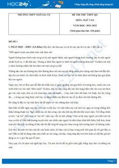 Bộ 5 đề thi thử THPT QG môn Ngữ văn năm 2021-2022 có đáp án trường THPT Ngô Gia Tự