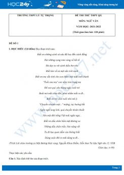 Bộ 5 đề thi thử THPT QG môn Ngữ văn năm 2021-2022 có đáp án trường THPT Lý Tự Trọng