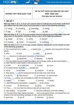 Bộ 5 đề thi thử THPT QG năm 2021-2022 môn Tiếng Anh Trường THPT Trần Quốc Tuấn
