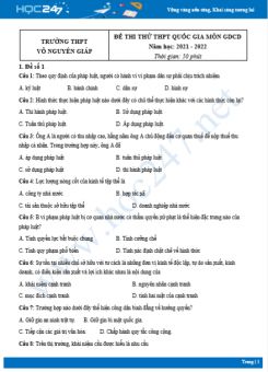 Bộ 5 đề thi thử THPT QG môn GDCD năm 2021-2022 trường THPT Võ Nguyên Giáp