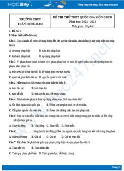 Bộ 5 đề thi thử THPT QG môn GDCD năm 2021-2022 trường THPT Trần Hưng Đạo