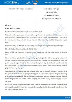 Bộ 5 đề thi thử THPT QG môn Ngữ văn năm 2021-2022 có đáp án trường THPT Phạm Văn Đồng