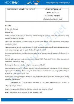 Bộ 5 đề thi thử THPT QG môn Ngữ văn năm 2021-2022 có đáp án trường THPT Nguyễn Tri Phương