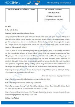 Bộ 5 đề thi thử THPT QG môn Ngữ văn năm 2021-2022 có đáp án trường THPT Nguyễn Chí Thanh