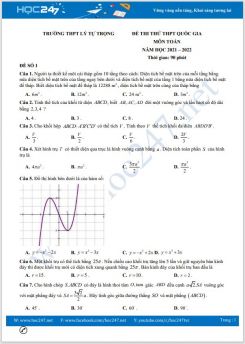 Bộ 5 đề thi thử THPT QG môn Toán năm 2021-2022 có đáp án Trường THPT Lý Tự Trọng