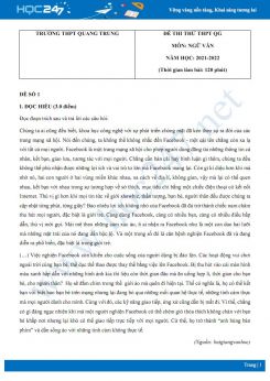Bộ 5 đề thi thử THPT QG môn Ngữ văn năm 2021-2022 có đáp án trường THPT Quang Trung