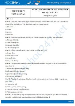 Bộ 5 đề thi thử THPT QG môn GDCD năm 2021-2022 trường THPT Trần Cao Vân