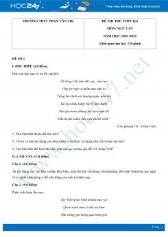 Bộ 5 đề thi thử THPT QG môn Ngữ văn năm 2021-2022 có đáp án trường THPT Phan Văn Trị