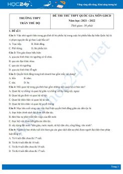 Bộ 5 đề thi thử THPT QG môn GDCD năm 2021-2022 trường THPT Trần Thủ Độ