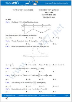 Bộ 5 đề thi thử THPT QG môn Toán năm 2021-2022 có đáp án Trường THPT Nguyễn Huệ
