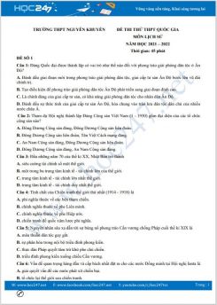 Bộ 5 đề thi thử THPT QG môn Lịch Sử năm 2021-2022 có đáp án Trường THPT Nguyễn Khuyến