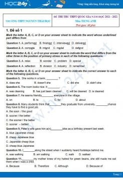 Bộ 5 đề thi thử THPT QG năm 2021-2022 môn Tiếng Anh Trường THPT Nguyễn Thái Học