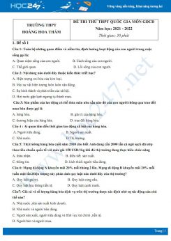 Bộ 5 đề thi thử THPT QG môn GDCD năm 2021-2022 trường THPT Hoàng Hoa Thám