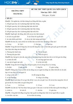 Bộ 5 đề thi thử THPT QG môn GDCD năm 2021-2022 trường THPT Thanh Đa