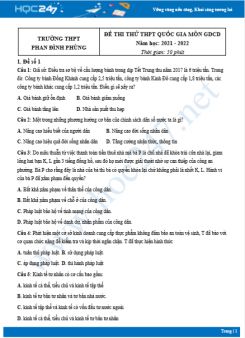 Bộ 5 đề thi thử THPT QG môn GDCD năm 2021-2022 trường THPT Phan Đình Phùng