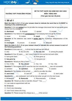 Bộ 5 đề thi thử THPT QG năm 2021-2022 môn Tiếng Anh Trường THPT Phan Đình Phùng