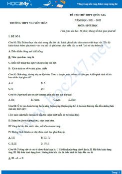 Bộ 5 đề thi thử THPT QG môn Sinh học năm 2021-2022 - Trường THPT Nguyễn Trân có đáp án