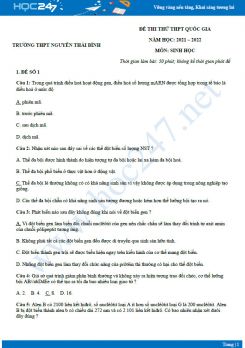 Bộ 5 đề thi thử THPT QG môn Sinh học năm 2021-2022 - Trường THPT Nguyễn Thái Bình có đáp án