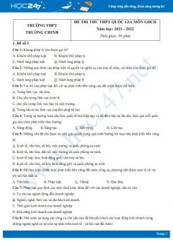 Bộ 5 đề thi thử THPT QG môn GDCD năm 2021-2022 trường THPT Trường Chinh
