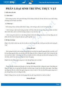 Luyện tập Phân loại sinh trưởng thực vật Sinh học 11
