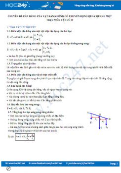 Chuyên đề cân bằng của vật rắn không có chuyển động quay quanh một trục môn Vật Lý 10