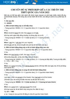 Chuyên đề sự phối hợp giữa các thì ôn thi THPT Quốc gia năm 2022