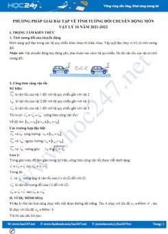 Phương pháp giải bài tập về tính tương đối chuyển động môn Vật Lý 10 năm 2021-2022