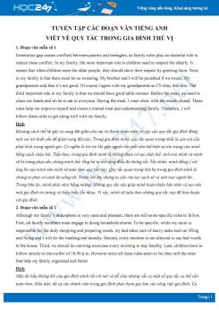 Tuyển tập các đoạn văn Tiếng Anh viết về quy tắc trong gia đình thú vị