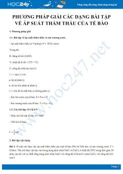 Phương pháp giải Các dạng bài tập về áp suất thẩm thấu của tế bào Sinh học 10
