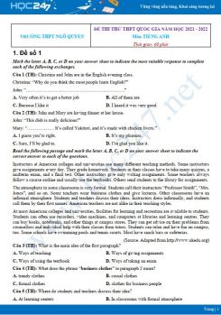 Bộ 5 đề thi thử THPT QG môn Tiếng Anh năm 2021-2022 có đáp án Trường THPT Ngô Quyền