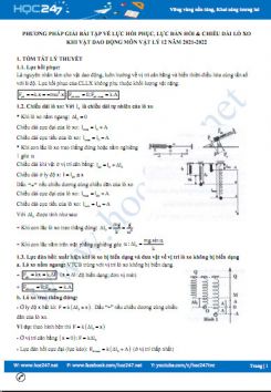 Phương pháp giải bài tập về lực hồi phục, lực đàn hồi & chiều dài lò xo khi vật dao động môn Vật Lý 12 năm 2021-2022