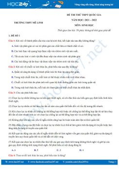 Bộ 5 đề thi thử THPT QG môn Sinh học năm 2021-2022 - Trường THPT Mê Linh có đáp án