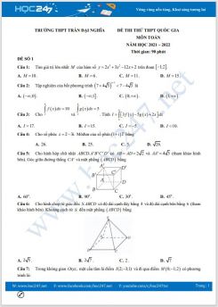 Bộ 5 đề thi thử THPT QG môn Toán năm 2021-2022 có đáp án Trường THPT Trần Đại Nghĩa