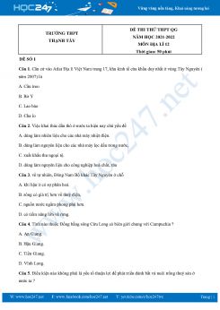 Bộ 5 đề thi thử THPT Quốc gia môn Địa lí trường THPT Thạnh Tây năm 2021-2022 có đáp án