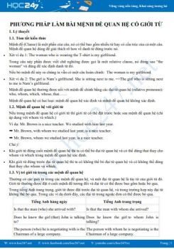 Phương pháp làm bài mệnh đề quan hệ có giới từ