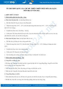 Ôn thi THPT Quốc Gia chủ đề Thiên nhiên phân hóa đa dạng môn Địa Lí năm học 2022