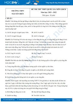 Bộ 5 đề thi thử THPT QG môn GDCD năm 2021-2022 trường THPT Nguyễn Hiền