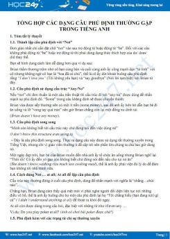 Tổng hợp các dạng câu phủ định thường gặp trong Tiếng Anh