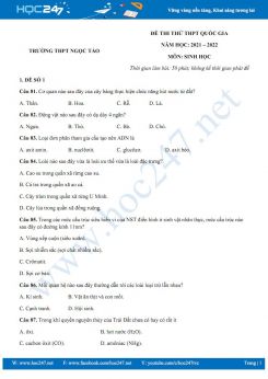 Bộ 5 đề thi thử THPT QG môn Sinh học năm 2021-2022 - Trường THPT Ngọc Tảo có đáp án